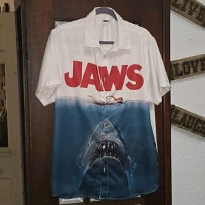 Jaws Graphic Men's Casual Shirt - Red, White, and Blue